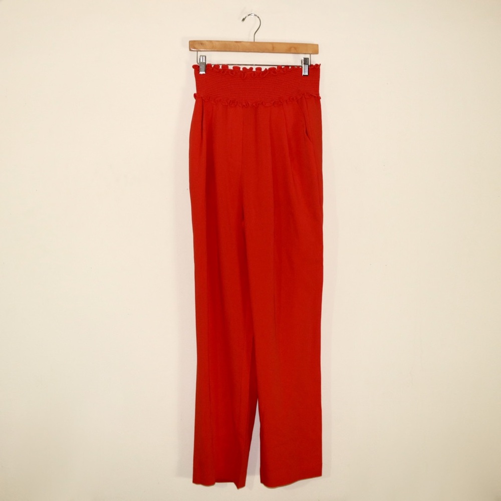 Cinq a Sept Smocked Jessi Pants in Fire Coral - Picture 3 of 13